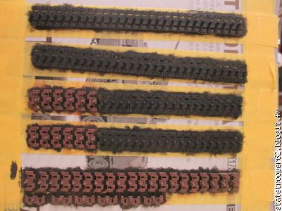 noir mat drybrush&eacute; en rouge brique